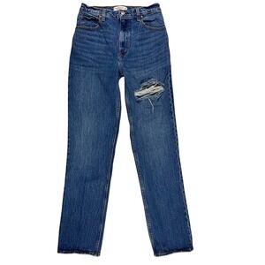 Abercrombie & Fitch The 90s Straight Ultra High Rise Distressed Blue Jeans 28/6L